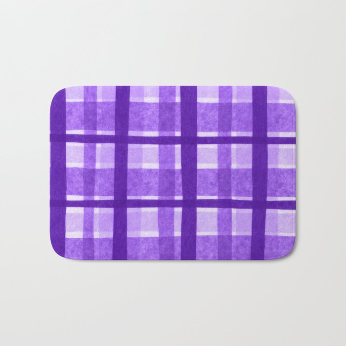 Tissue Paper Plaid Purple Bath Mat by Sally Cummings Designs