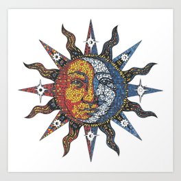 Celestial Mosaic Sun/Moon Art Print