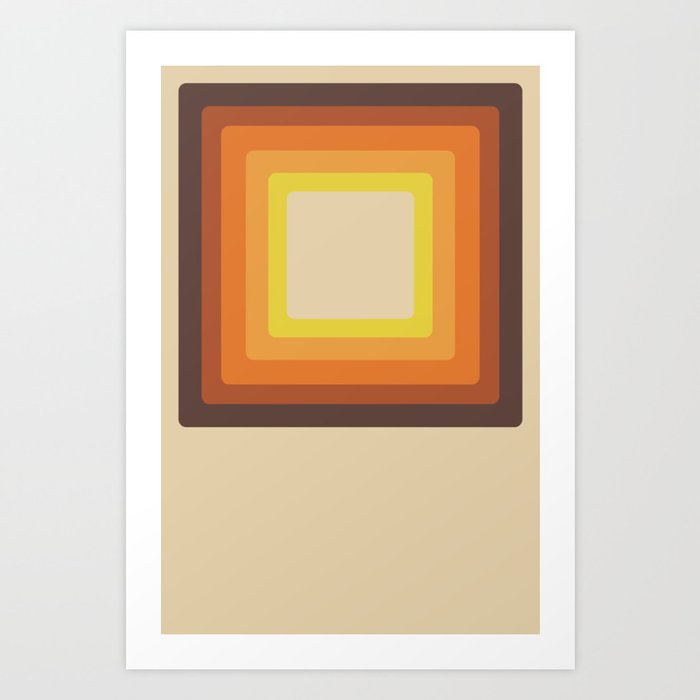 Retro 70s Style Square Mid Century Modern Art Abstract Geometric Art Print