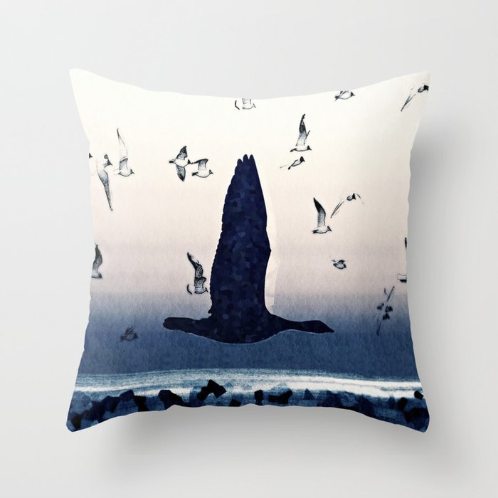 The goose and the seagulls Throw Pillow