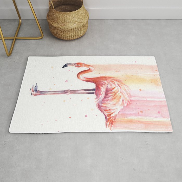 Flamingo Watercolor Flamingo Painting Rug By Olechka Society6