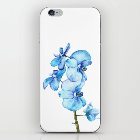 Blue Orchids Two - Watercolor iPhone & iPod Skin