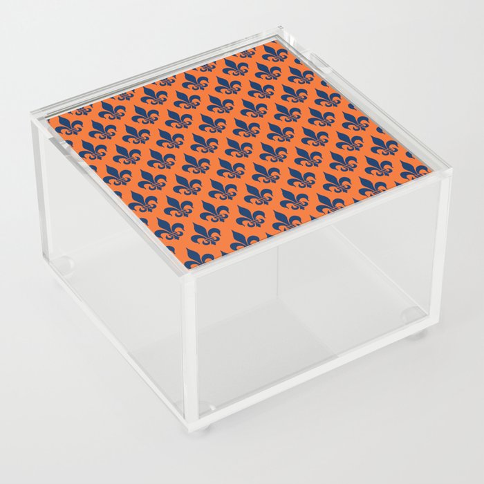 Fleur De Lis Navy Blue Amp Orange Acrylic Box By Jsdavies