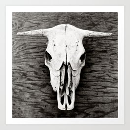 Cow Skull in Black and White Art Print