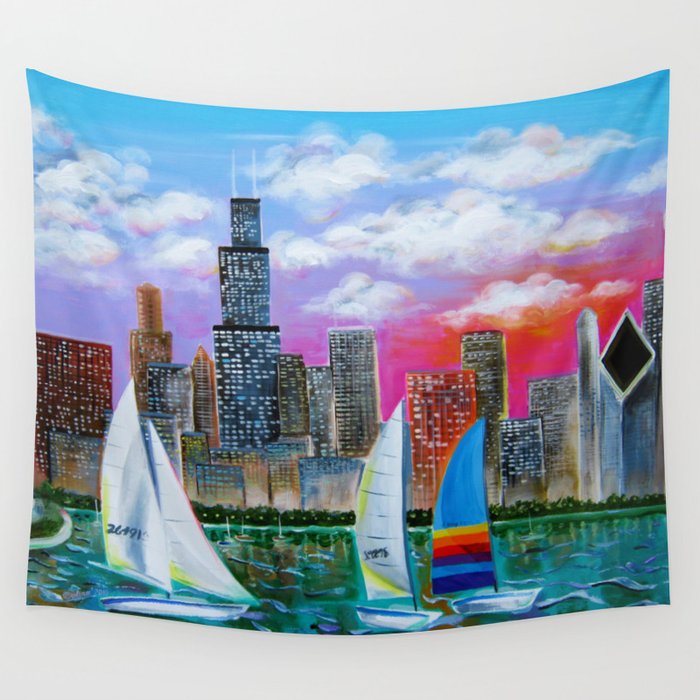 Magnificent Chicago Skyline Wall Tapestry