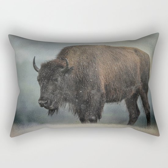 Stormy Day - Buffalo - Wildlife Rectangular Pillow