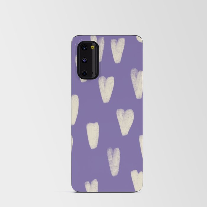 Hand-Drawn Hearts on Very Peri Purple  Android Card Case