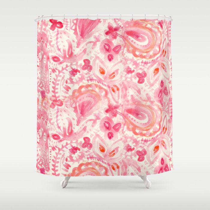 Pink Paisley Shower Curtain
