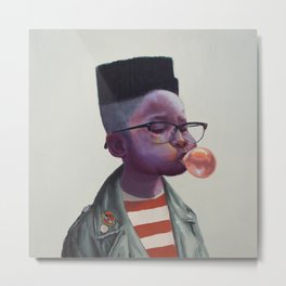 What's the next song? Metal Print | Fun, Bubblegum, Kid, Curated, Music, Painting, Pink, Oil, 90S, Grahovsky 