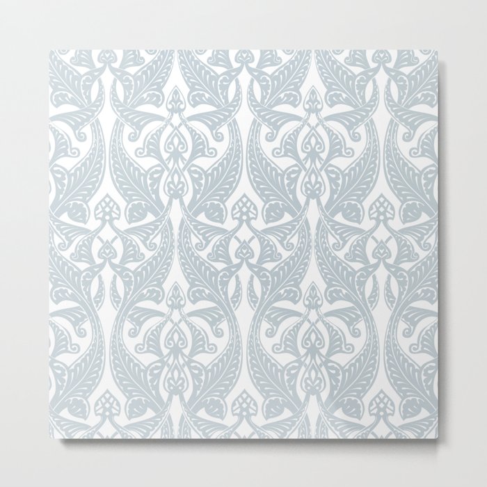 Art Nouveau Silver Grey & White Pattern Metal Print