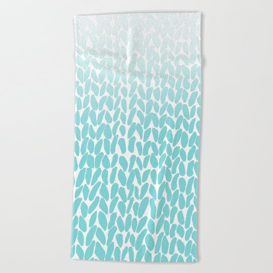 Hand Knitted Ombre Teal Beach Towel