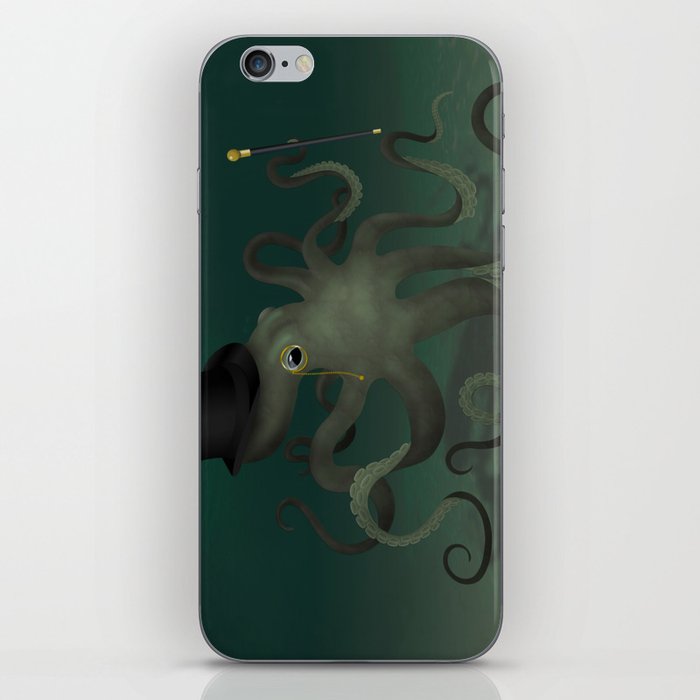 Octopus with a top hat iPhone Skin