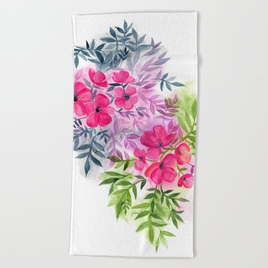 Dual Bouquets - a watercolor floral Beach Towel