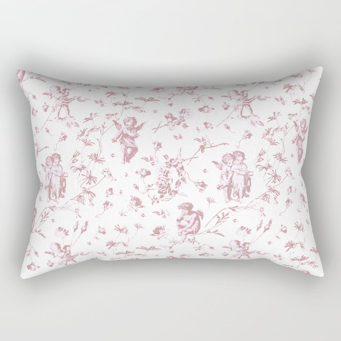 Cute Vintage Cherub Cupid Angels Pink Floral Toile  Rectangular Pillow
