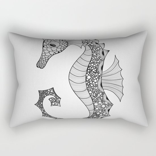 Drawn Seahorse Rectangular Pillow