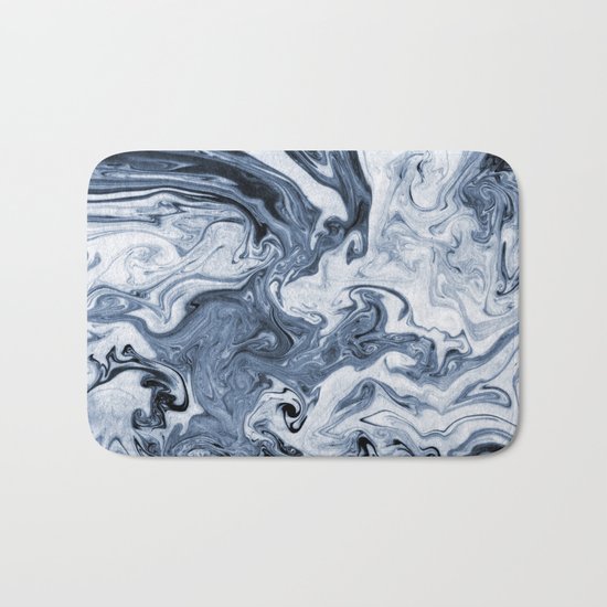Isao - spilled ink art print marble blue indigo india ink original waves ocean watercolor painting Bath Mat