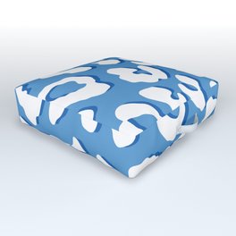 White Leopard Print Blue Outdoor Floor Cushion