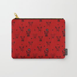Red and Black Hand Drawn Dog Puppy Pattern Carry-All Pouch
