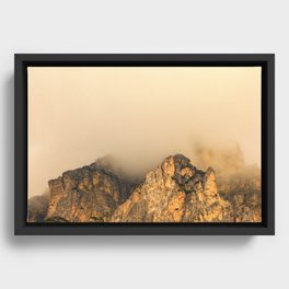 Fog in the Dolomites mountain Framed Canvas