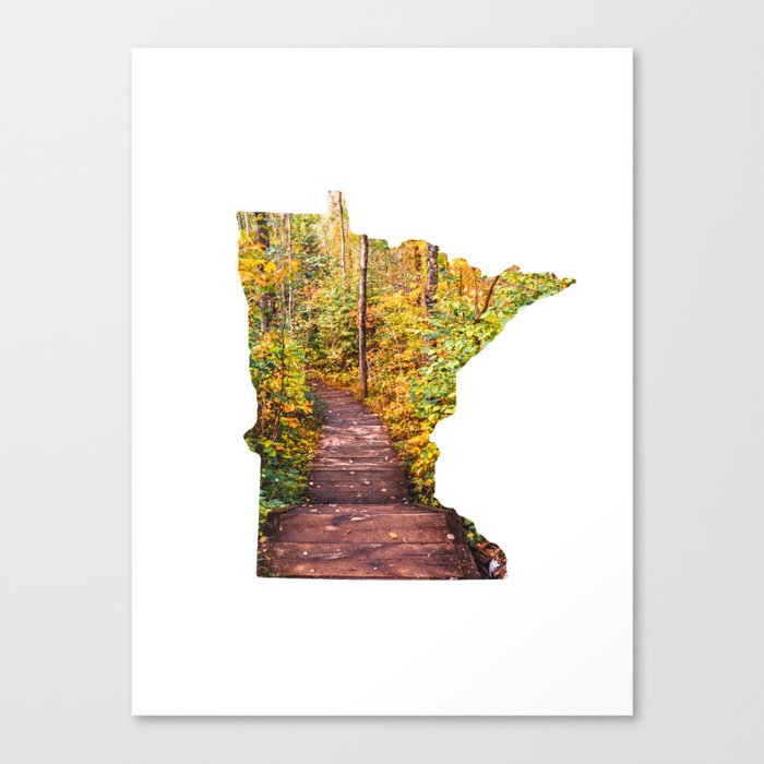 Minnesota Map Forest Path Canvas Print
