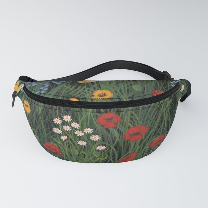 Meadow Floral Wildflowers Illustration Botanical Cottage Garden Flowers Nature Art Fanny Pack