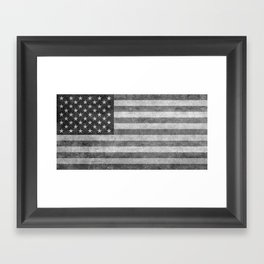 American flag in grungy black and white Framed Art Print