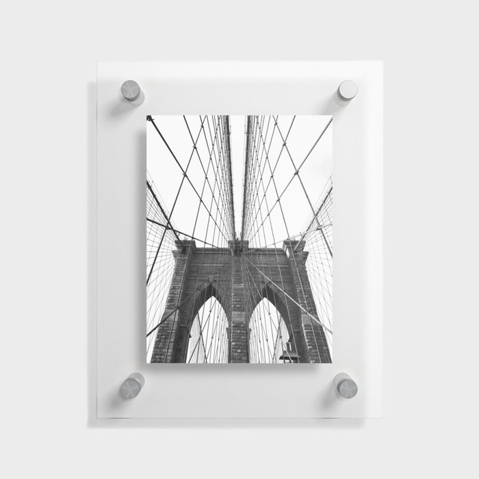 Brooklyn Bridge Black and White Travel Photography | New York City Views Floating Acrylic Print