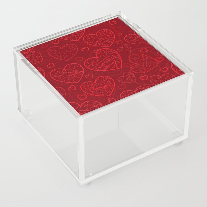 Red Love Heart Collection Acrylic Box