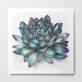 EM Cactus AAA Metal Print | Turqoise, Digital, Teal, Burgundy, Succulent, Watercolor, Graphicdesign 