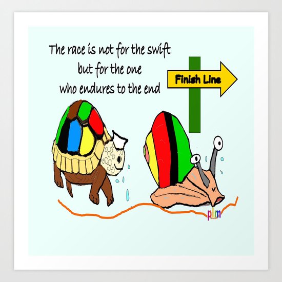 THE RACE - the turtle and the snail Art Print