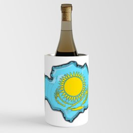 Kazakhstan Map with Kazakh Flag Wine Chiller