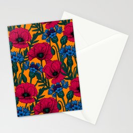 Red poppies and blue cornflowers Stationery Card
