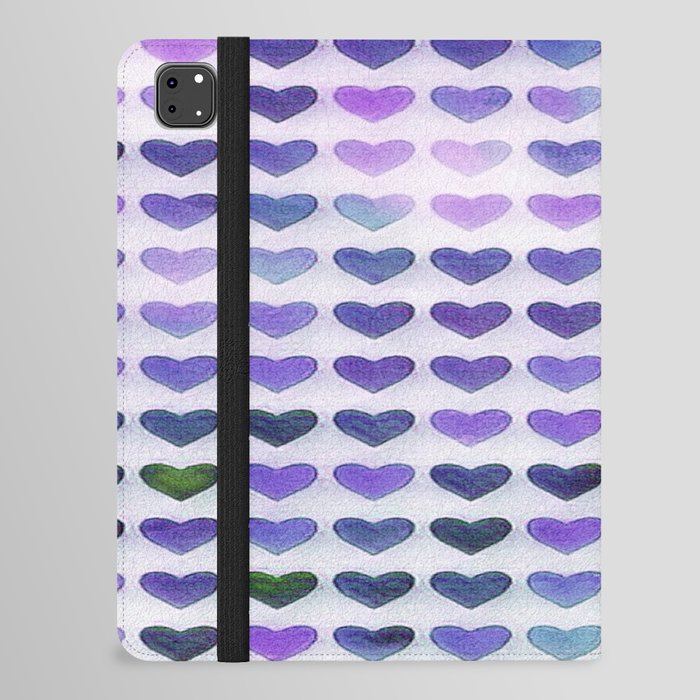 Rainbow Hearts Periwinkle Purple Lavender iPad Folio Case