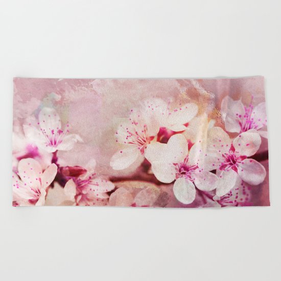 Pink Pastel Cherry Blossom Sakura Beach Towel
