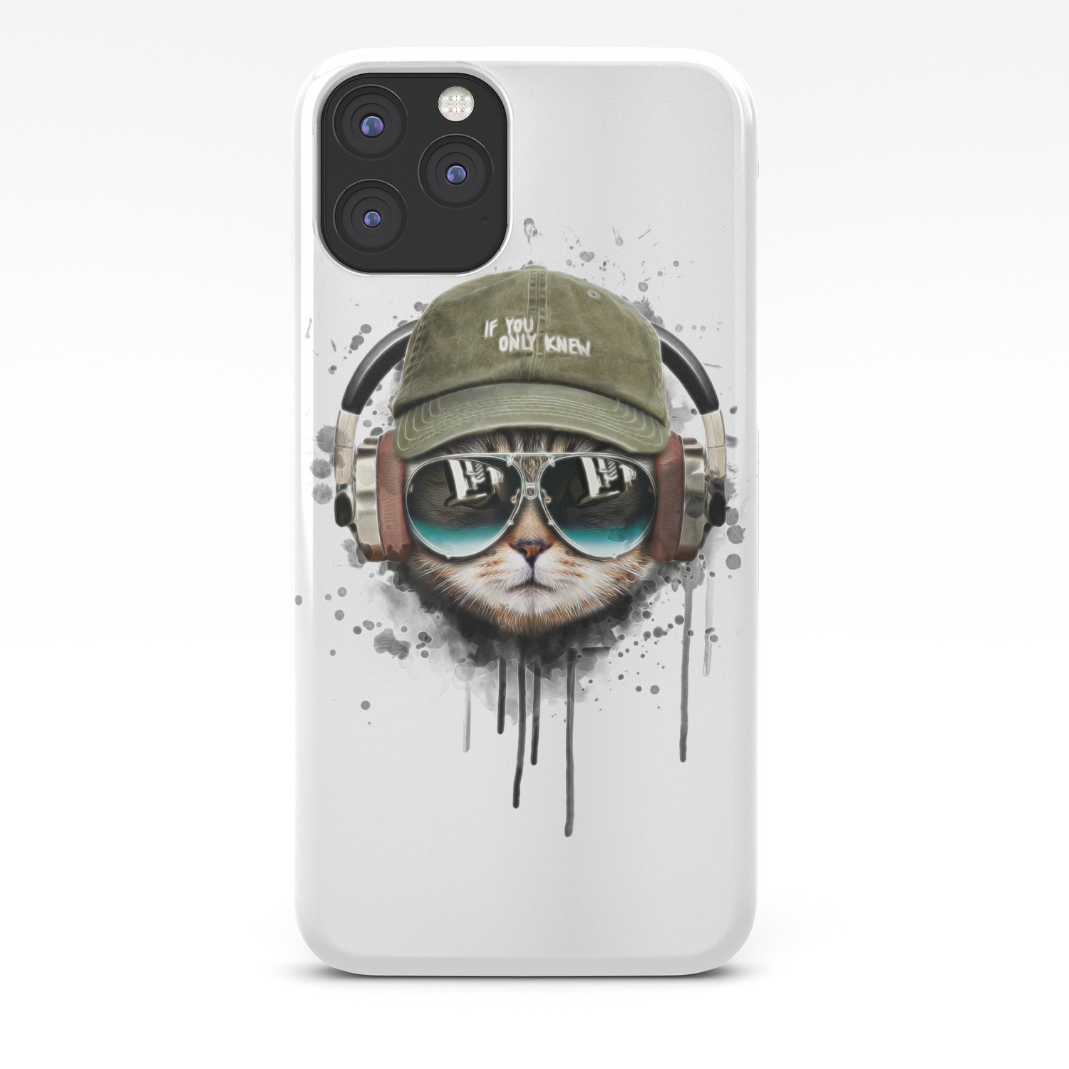 Watercolor Cat Listening A Music Illustration Iphone Case By