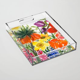 daffodils and hyacinths: watercolor painting Acrylic Tray