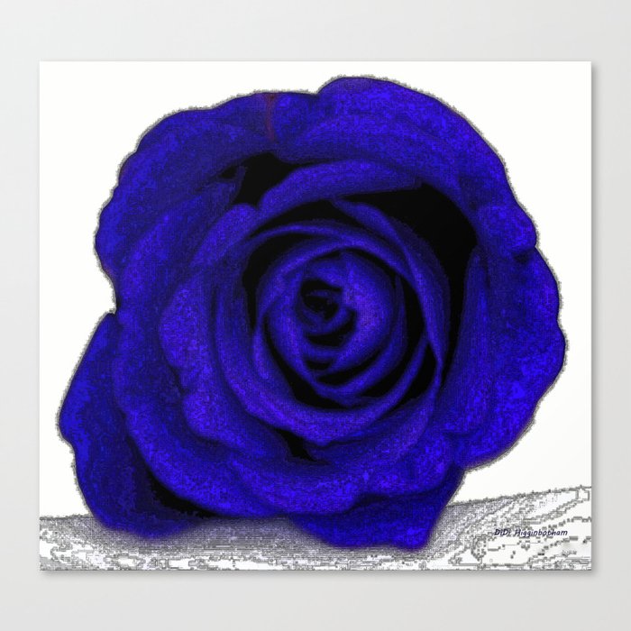 Blue Rose Poster Edges Canvas Print