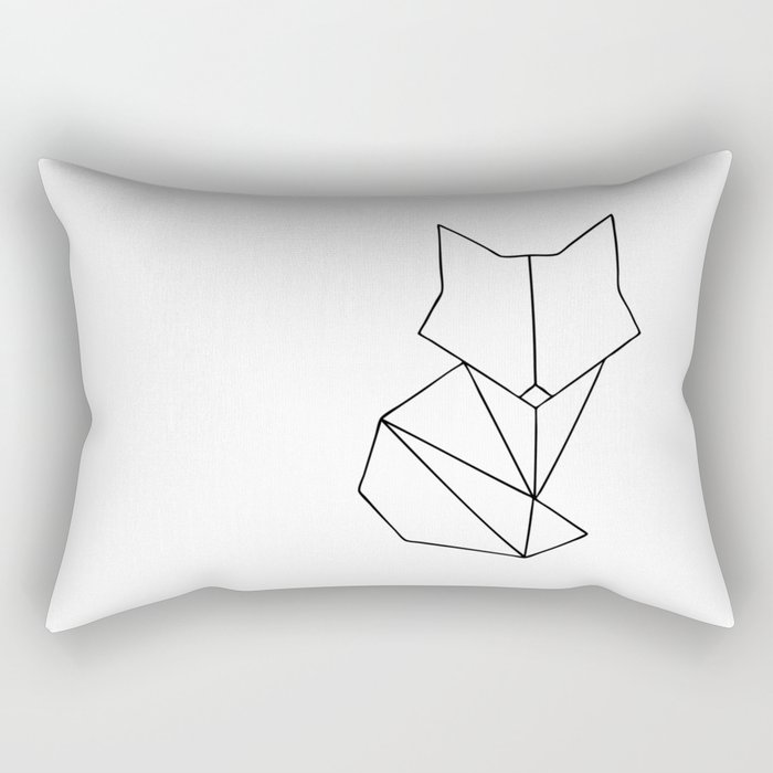 Geometric Fox - Black Rectangular Pillow