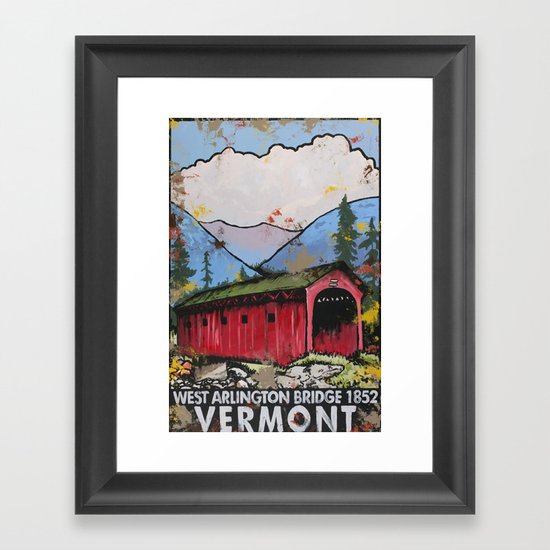 West Arlington Bridge, Arlington Vermont Benefit Print Framed Art Print