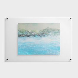 Blue Surf, Dark Sky, Bright Water Oil Pastel Drawing Floating Acrylic Print