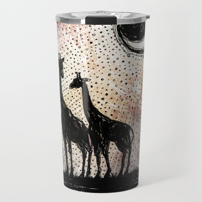 Giraffes in the Sunset Travel Mug