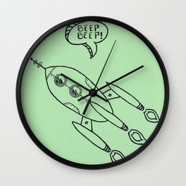 Spaceship Illustration Wall Clock
