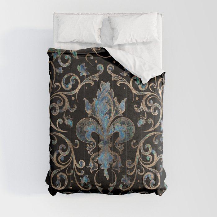 Fleur-de-lis ornament Abalone Shell and Gold Comforter