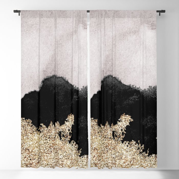 Golden Sparkle Black Ink Blackout Curtain By All4you Society6