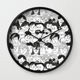 Colorful People Faces Pattern Wall Clock