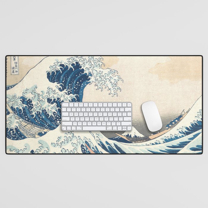 The Great Wave Off Kanagawa by Katsushika Hokusai Thirty Six Views of Mount Fuji - The Great Wave Desk Mat