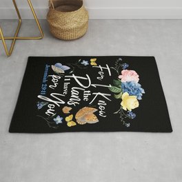 Bible Verse For I Know The Plans I Have For You Jeremiah 29:11 Butterfly Rose Rug | Jesus, Christ, Butterfly, Prayer, Church, Inspirational, Quote, Holy, Flower, Believe 