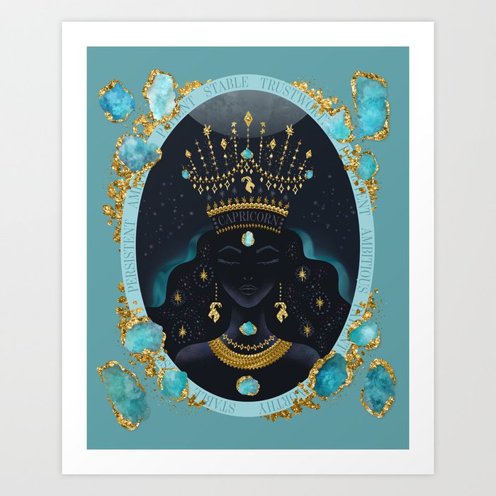 Capricorn Zodiac Queen | December Birthday | Birthstone Zircon Art Print