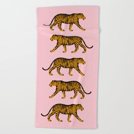 Tigers (Pink and Marigold) Beach Towel