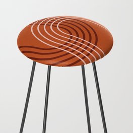 Geometric Lines Rainbow Abstract 7 in Rust Rose Gold Counter Stool